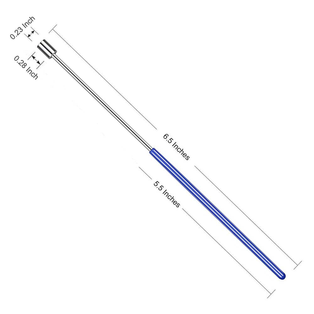 A long-handled tamper shown on a white background with dimension labels indicating 6.5 inches total length, 5.