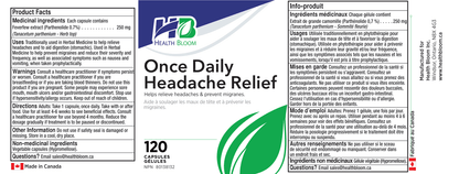 Once Daily Headache Relief Label