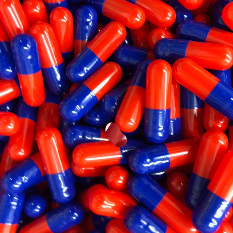 Empty Gelatin Capsules Size 0 Blue/Red