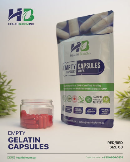 Empty Gelatin Capsules Size 0 Separated Red